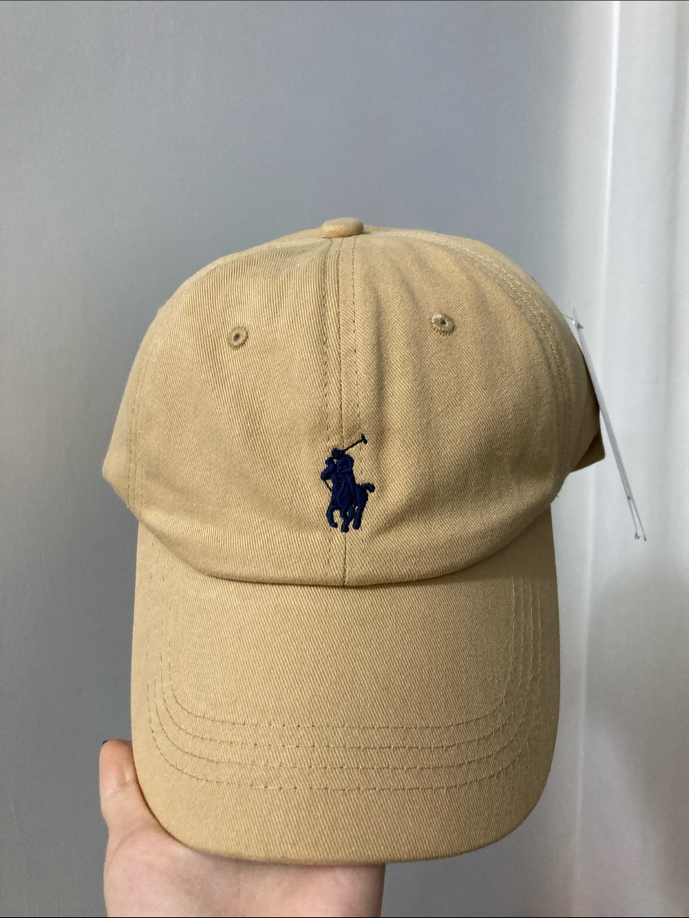 Polo by Ralph Lauren Khaki Cap with Navy Polo Player Embroidery